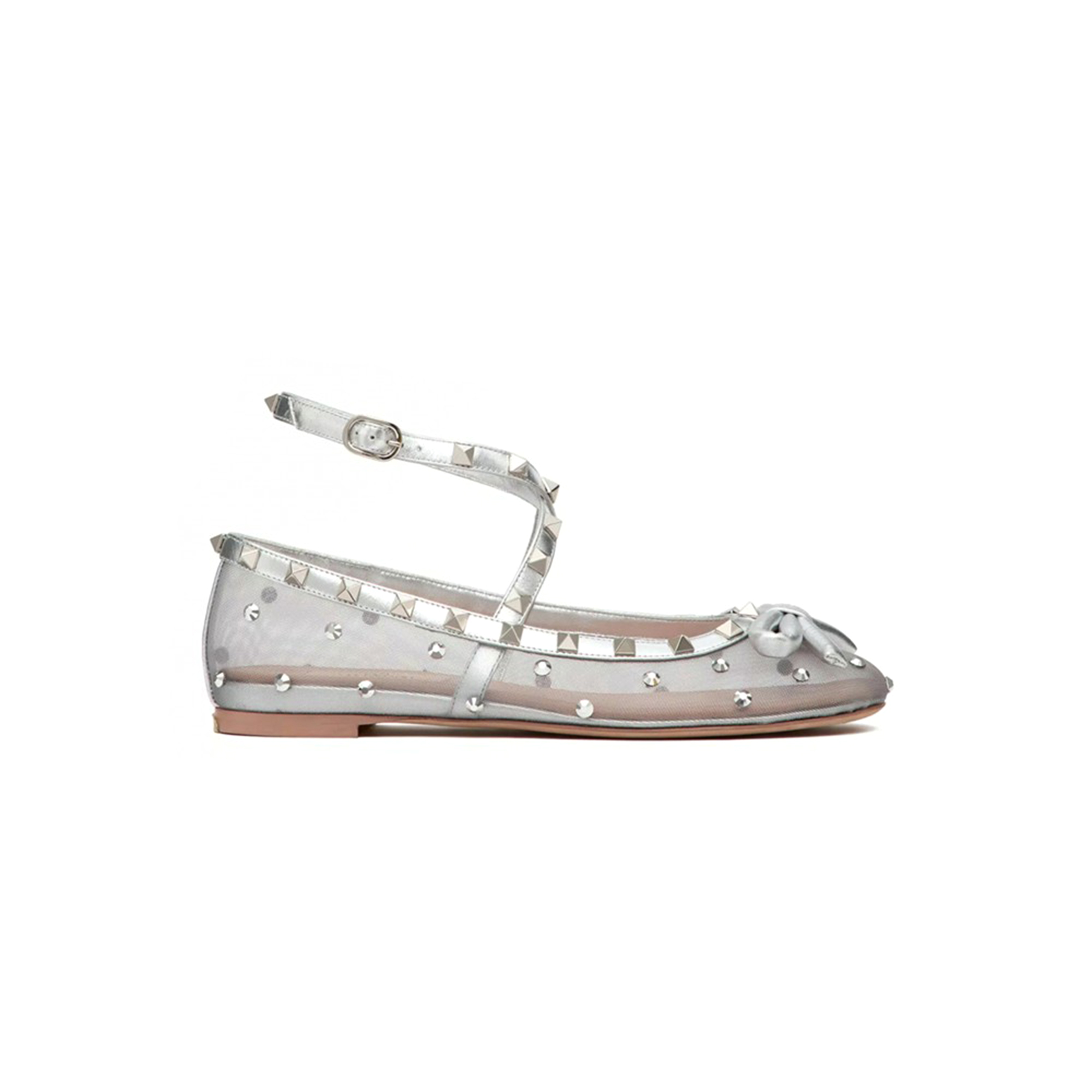 Va1e*ntin0 rockstud mesh ballerina with crystals 5w2s0hb6uqx_ksp